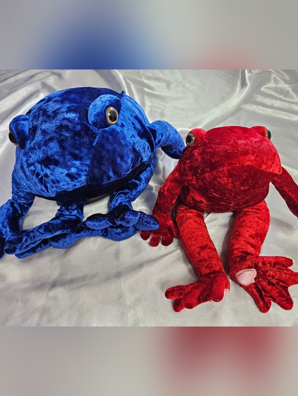 Velvet Plush Frogs - Blue & Red Bundle